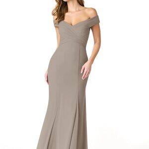 Azazie Strapless Taupe Dress